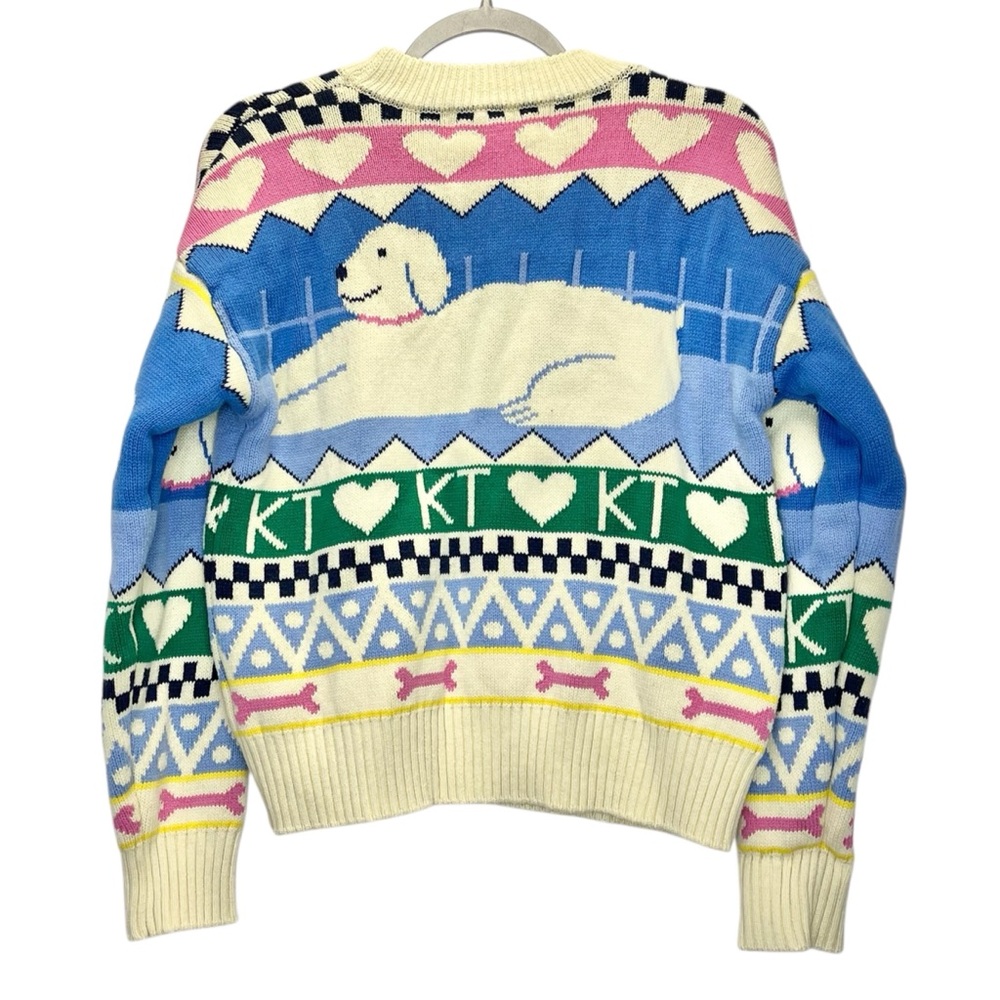 Kina & Tam Dog Tales Crewneck Sweater Women’s Medium Playful Graphic Design - Picture 4 of 8